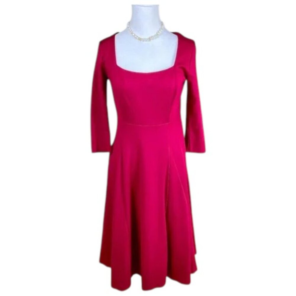 Anthropologie Maeve Dress Red Jersey Knit Square Neck (S)